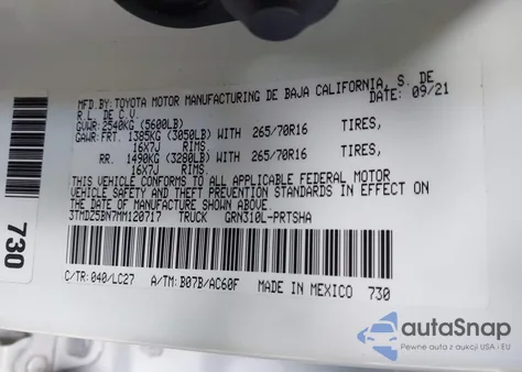 2021 Toyota Tacoma Trd Off-Road from USA, damaged, VIN 3TMDZ5BN7MM120717